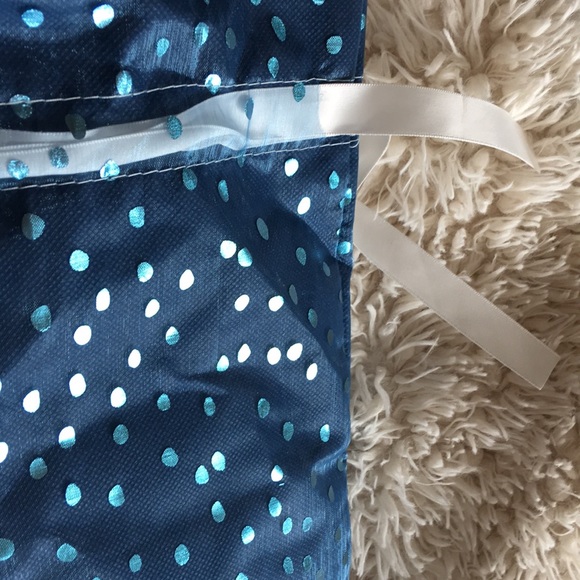 Bundle of 2: Purple grey lines Polka dot metallic blue drawstring bags - Picture 3 of 5